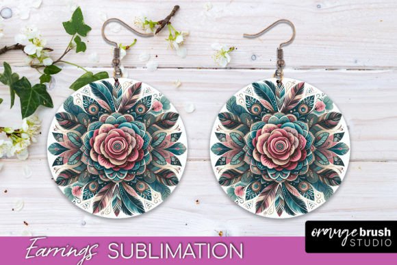 Download Flower Round Earrings Boho Mandala - Boho mandala Collection