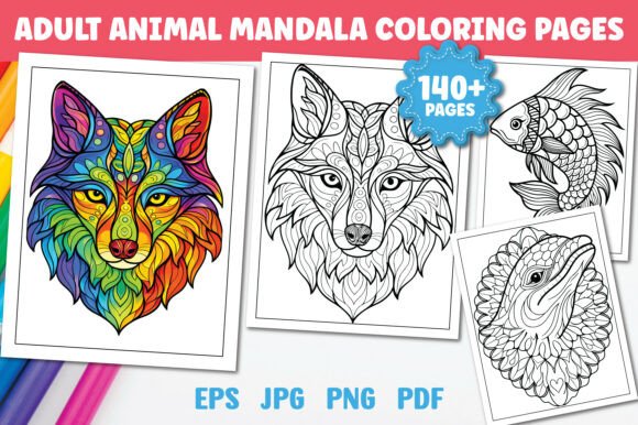 Download 140 Adults Animal Mandala Coloring Book - Book Collection