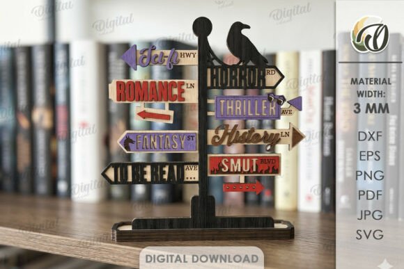Download 3D Book Shelf Stand Decor Laser Cut - Book Collection