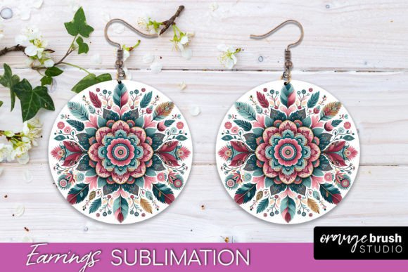 Download Boho Mandala Round Earrings Sublimation - Boho mandala Collection