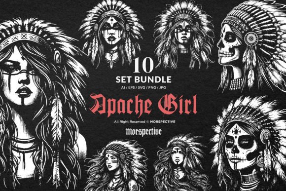 Download 10 Bundle Dark Skull Indian Apache Girl - Indian Collection