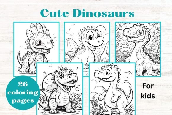 Download CUTE DINOSAURS Kids Coloring Book Pages - Book Collection
